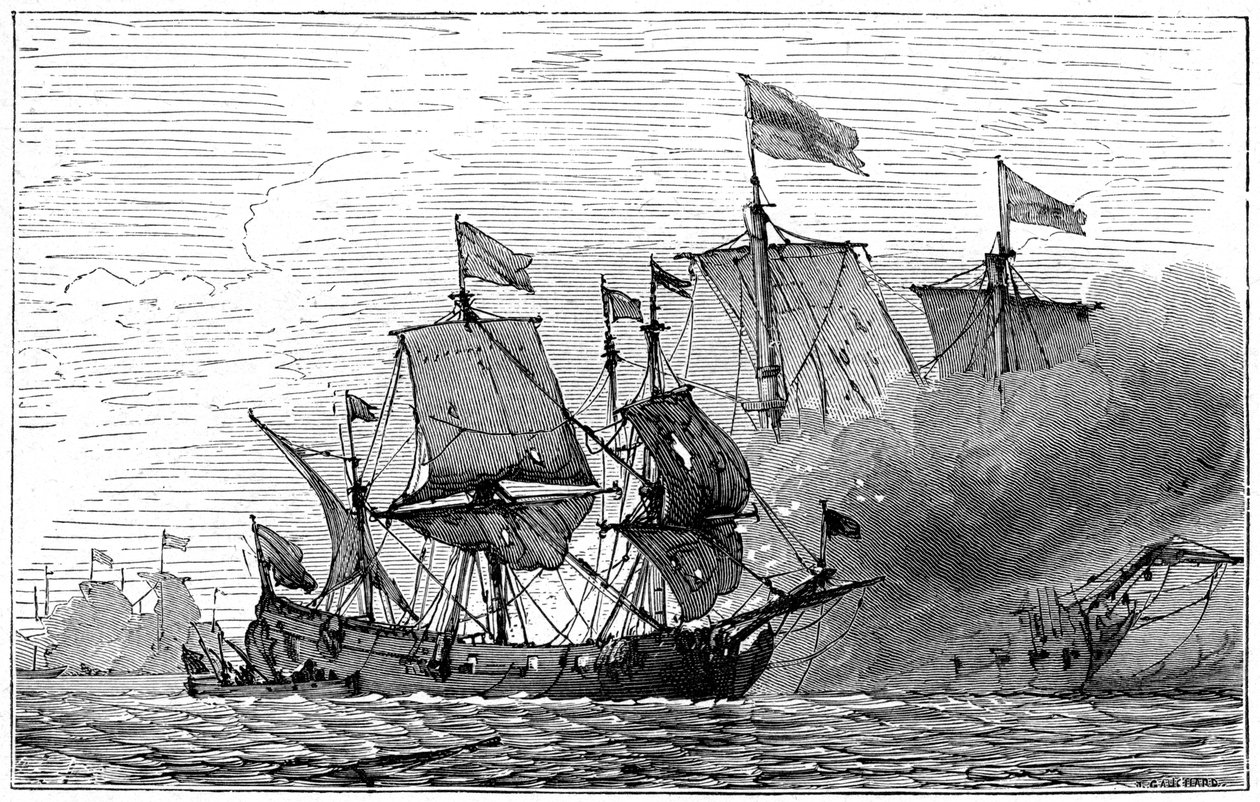 Una nave incendiaria francese, XVIII secolo, 1898 da Unbekannt