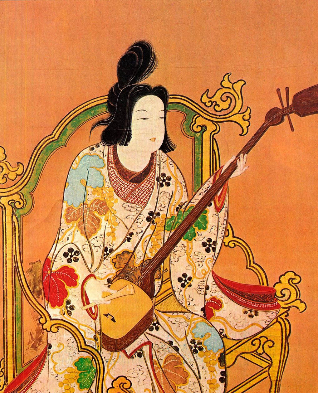 Una ragazza che suona uno shamisen, seconda metà del XVII secolo da Unbekannt