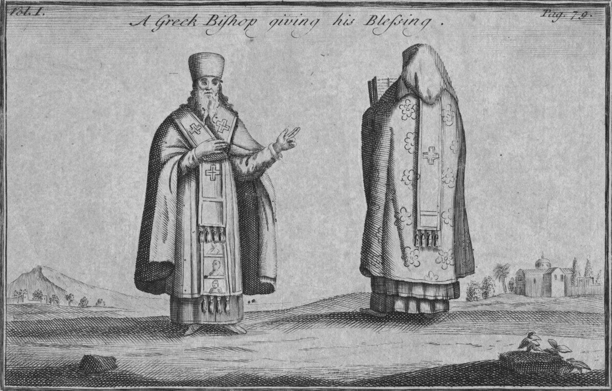 Un vescovo greco che dà la sua benedizione, c1761 da Unbekannt
