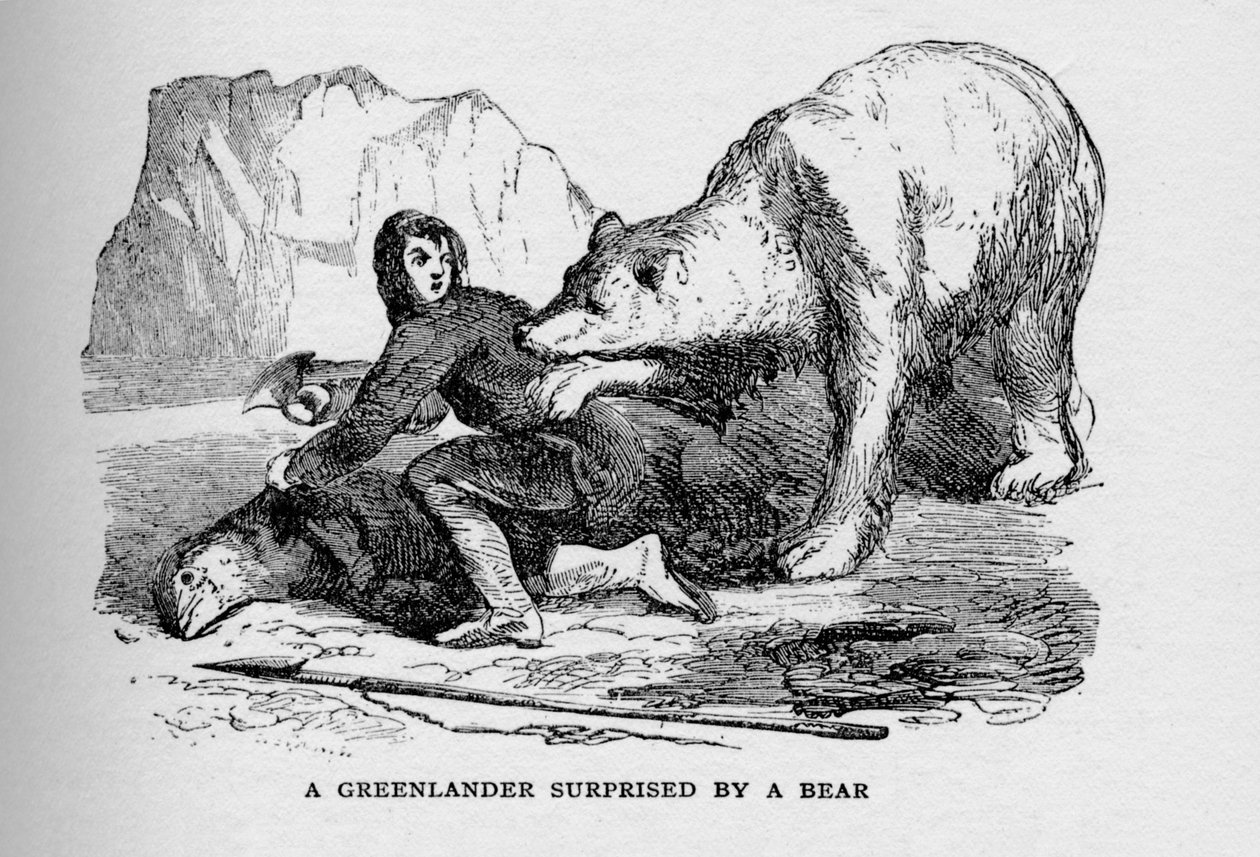 Un groenlandese sorpreso da un orso, c1927, 1928 da Unbekannt