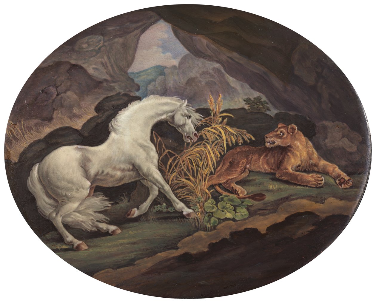 Un cavallo spaventato da una leonessa, ca. 1800 da Unbekannt