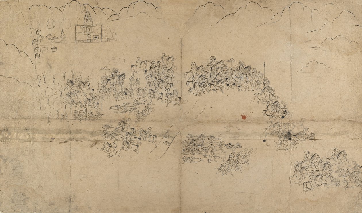 Un Maharana e il Suo Seguito a Caccia di Cinghiali, inizio del 18° secolo da Unbekannt