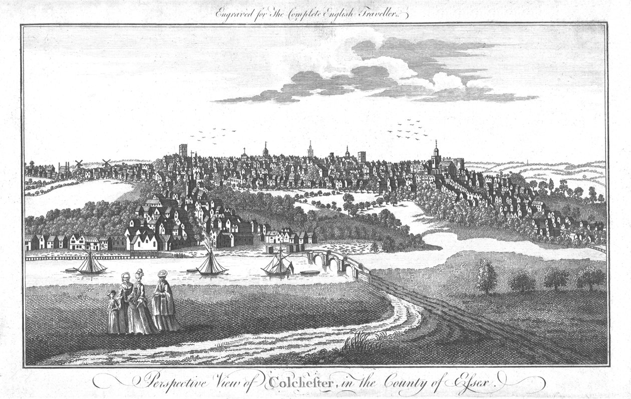 Vista prospettica di Colchester, nella contea di Essex, c. 1742 da Unbekannt