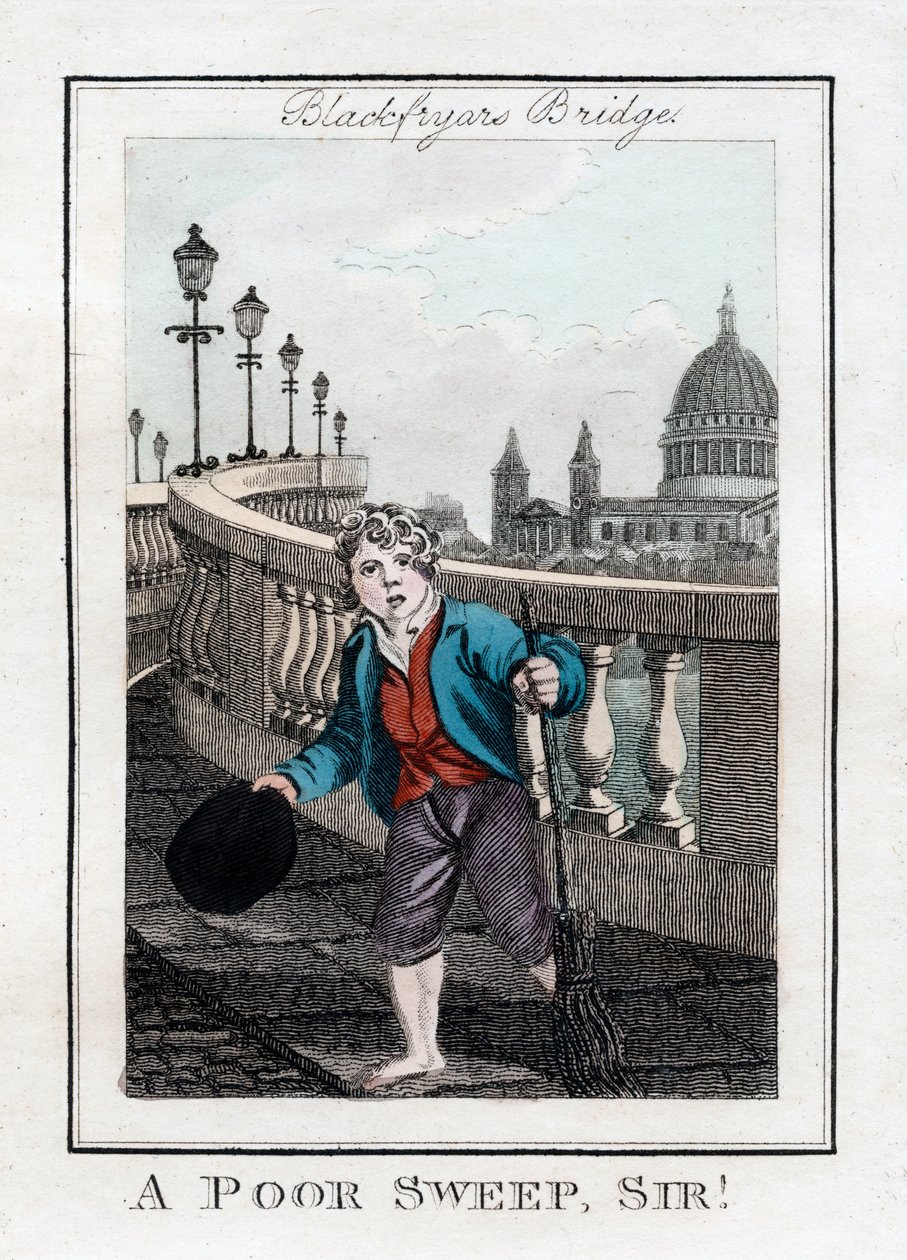 Un povero spazzacamino, signore!, Ponte di Blackfriars, Londra, 1805 da Unbekannt
