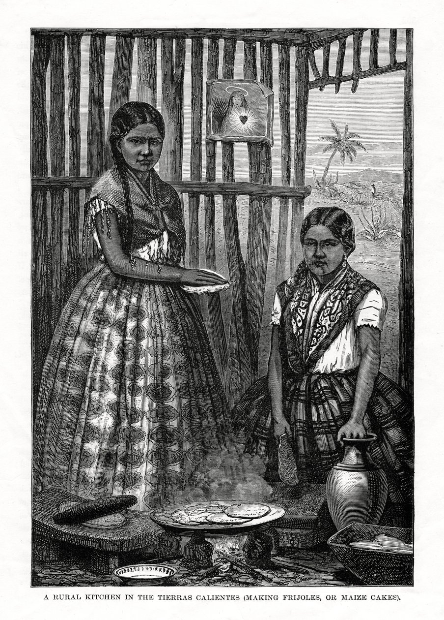 Una cucina rurale nelle Tierras Calientes, Messico, 1877 da Unbekannt
