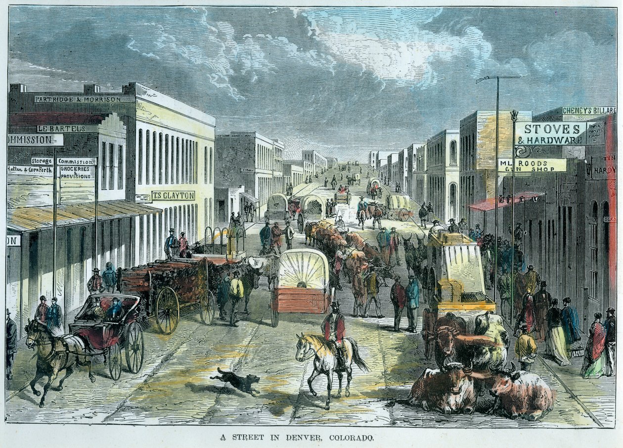 Una Strada a Denver, Colorado, USA, c1880 da Unbekannt