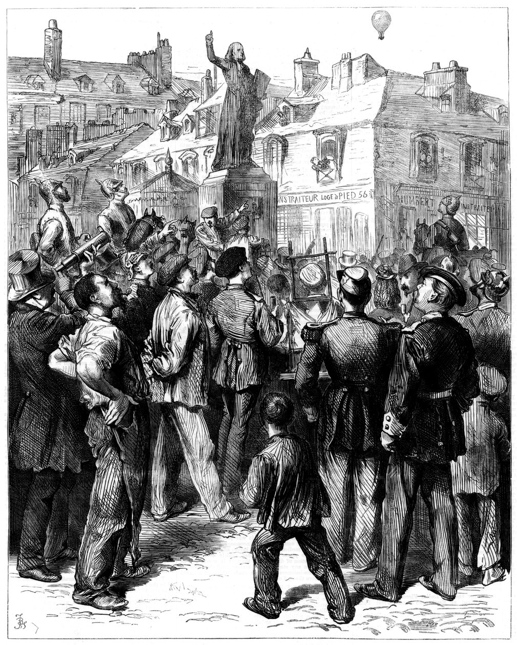 Un pallone da Parigi che passa sopra Versailles, Guerra franco-prussiana, 1870 1871 da Unbekannt