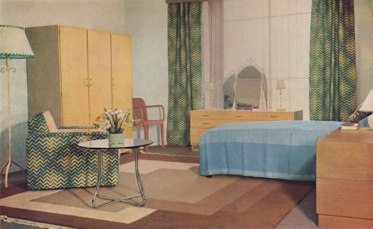 Una camera da letto progettata da Miss P. E. Humphries, 1936 da Unbekannt