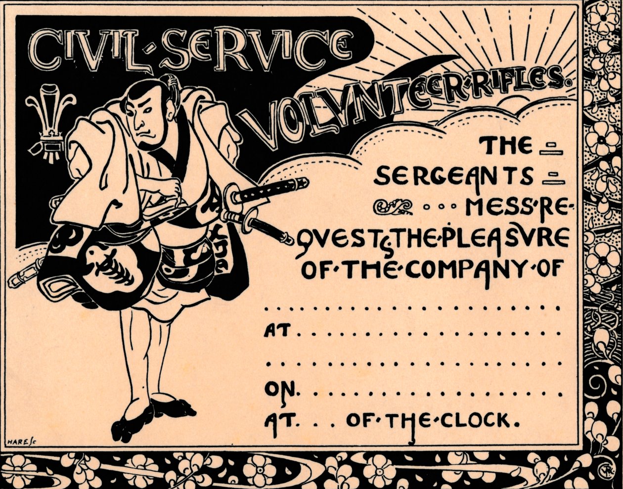 Un invito vuoto a una funzione dei Volontari del Servizio Civile, XIX secolo da Unbekannt