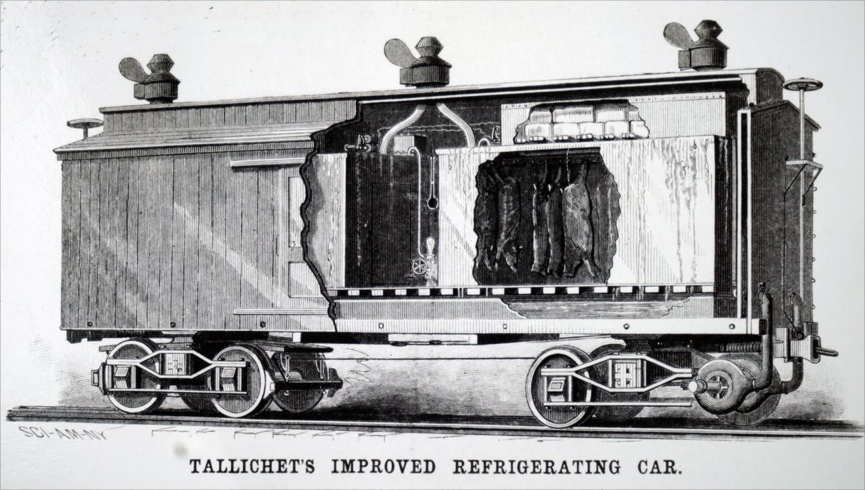Un vagone ferroviario refrigerato per la conservazione a freddo da Unbekannt