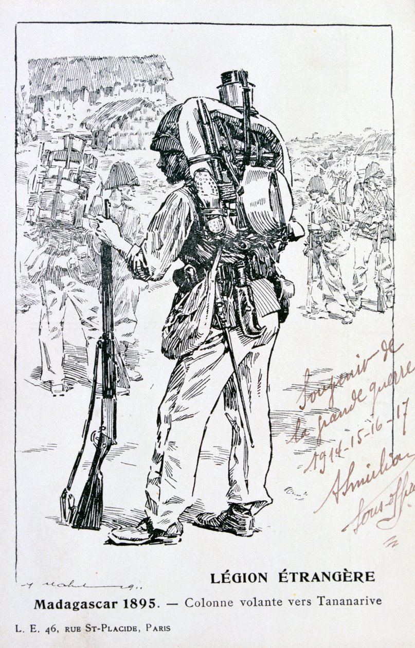 Una colonna della Legione Straniera Francese in avanzamento verso Tananarive, Madagascar, 1895 da Unbekannt