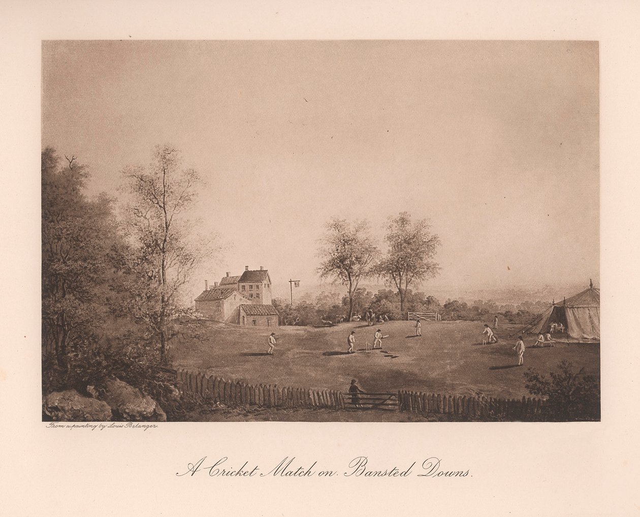 Una partita di cricket su Bansted Downs, Surrey, XIX secolo, 1912 da Unbekannt
