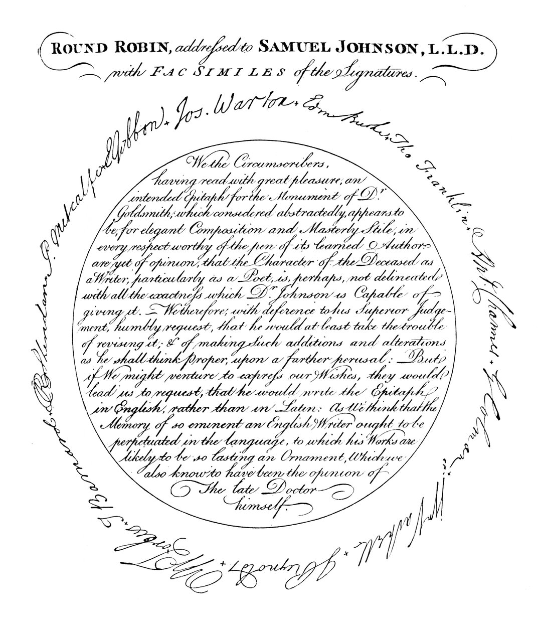 Facsimile della tavola nella prima edizione di Boswell