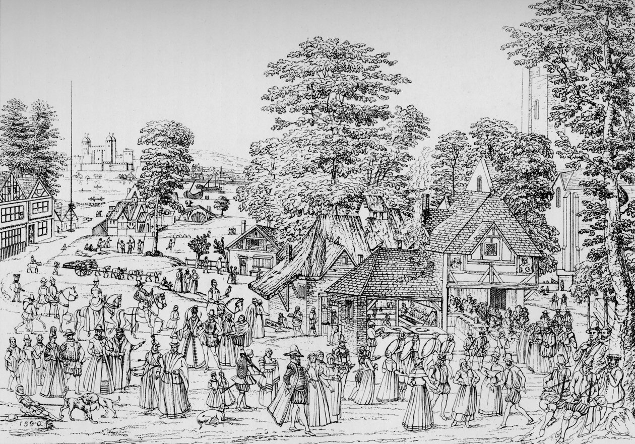Una festa a Horselydown, Southwark, nel 1590, 1904 da Unbekannt