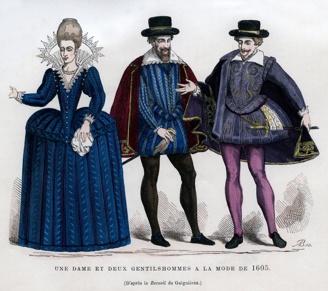 Una signora e due gentiluomini in abito francese del 1605, 1882-1884 da Unbekannt