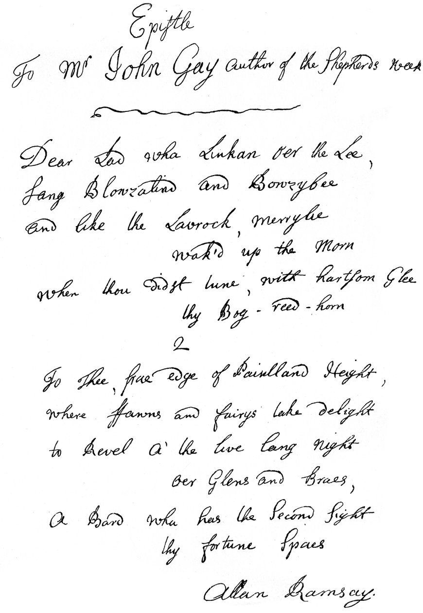 Una lettera di Allan Ramsay a John Gay, XVIII secolo, 1840 da Unbekannt