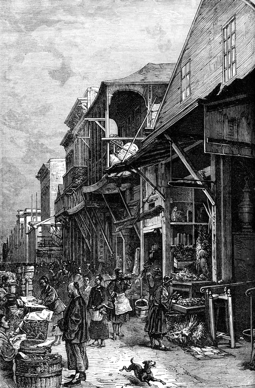 Un mercato a San Francisco, California, USA, metà del XIX secolo c1880 da Unbekannt