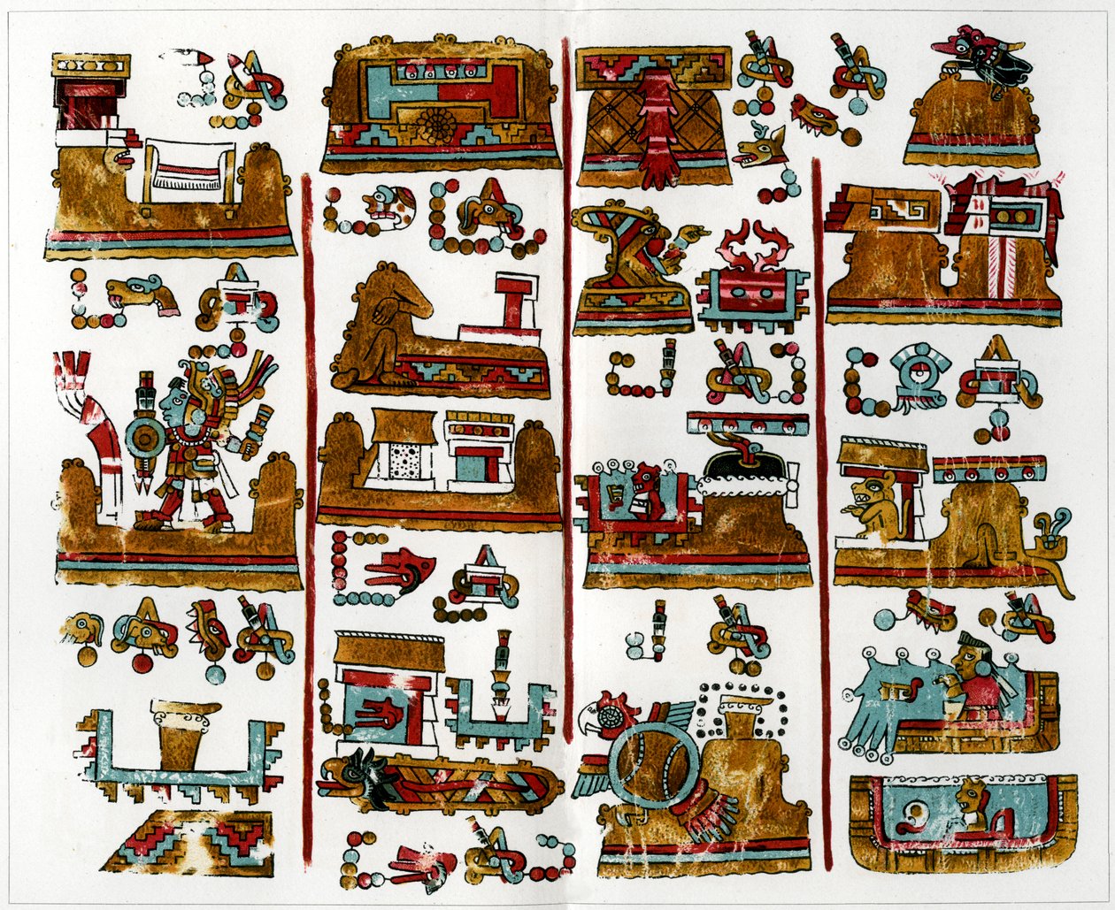 Una pagina del manoscritto di Vienna di origine zapoteca, 1901 da Unbekannt