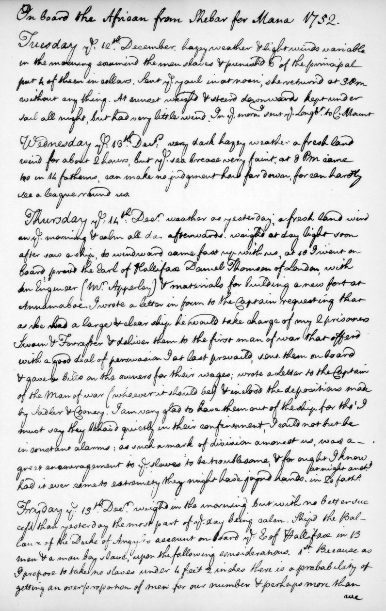 Una pagina dal diario di John Newton, 1750-1754, 1965 da Unbekannt