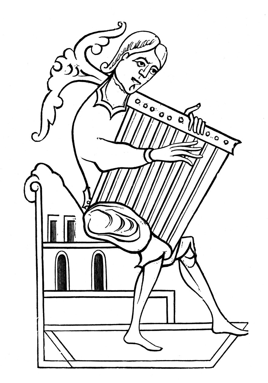 Un suonatore di salterio, IX secolo, 1870 da Unbekannt