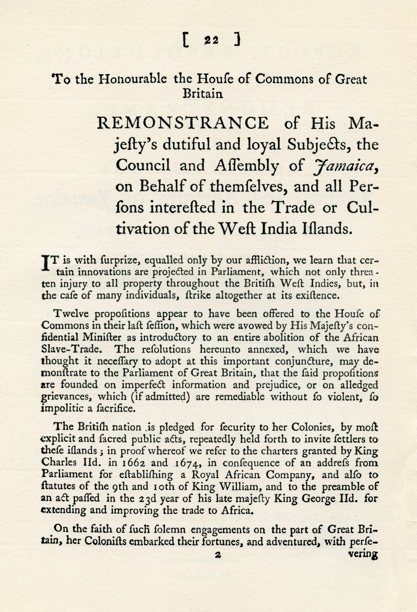 Una rimostranza sul tema del commercio degli schiavi, 1789 1965 da Unbekannt