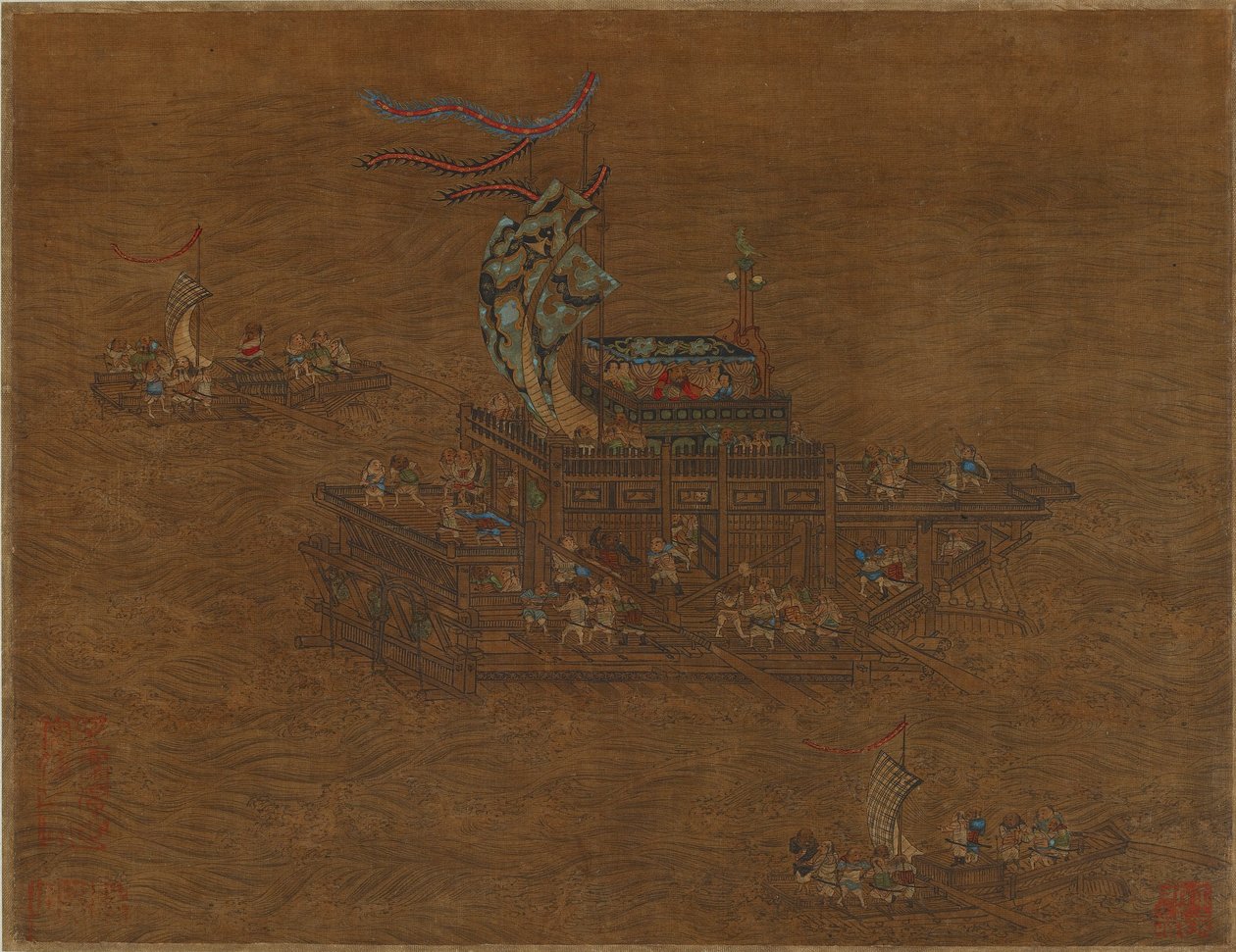 Una barca reale in mare, dinastia Ming o Qing, XVI-XVII secolo da Unbekannt