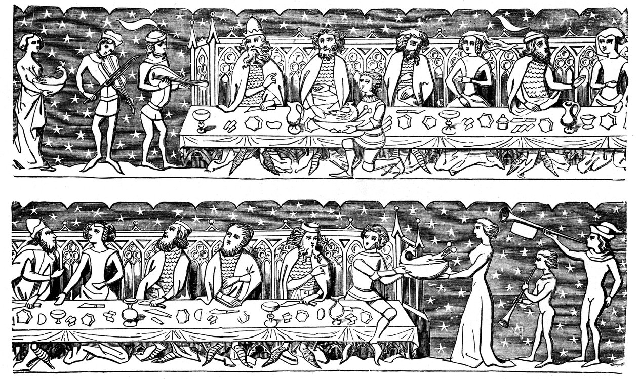 Un banchetto di stato, XV secolo, 1870 da Unbekannt