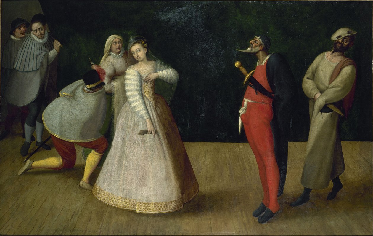 Una troupe di comici italiani I Gelosi, c. 1580 da Unbekannt