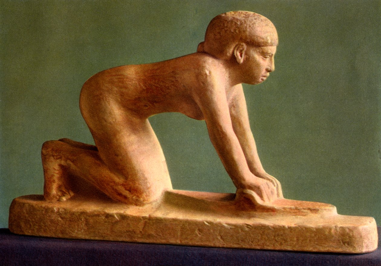 Una donna che macina il grano, c2650 a.C., 1936 da Unbekannt