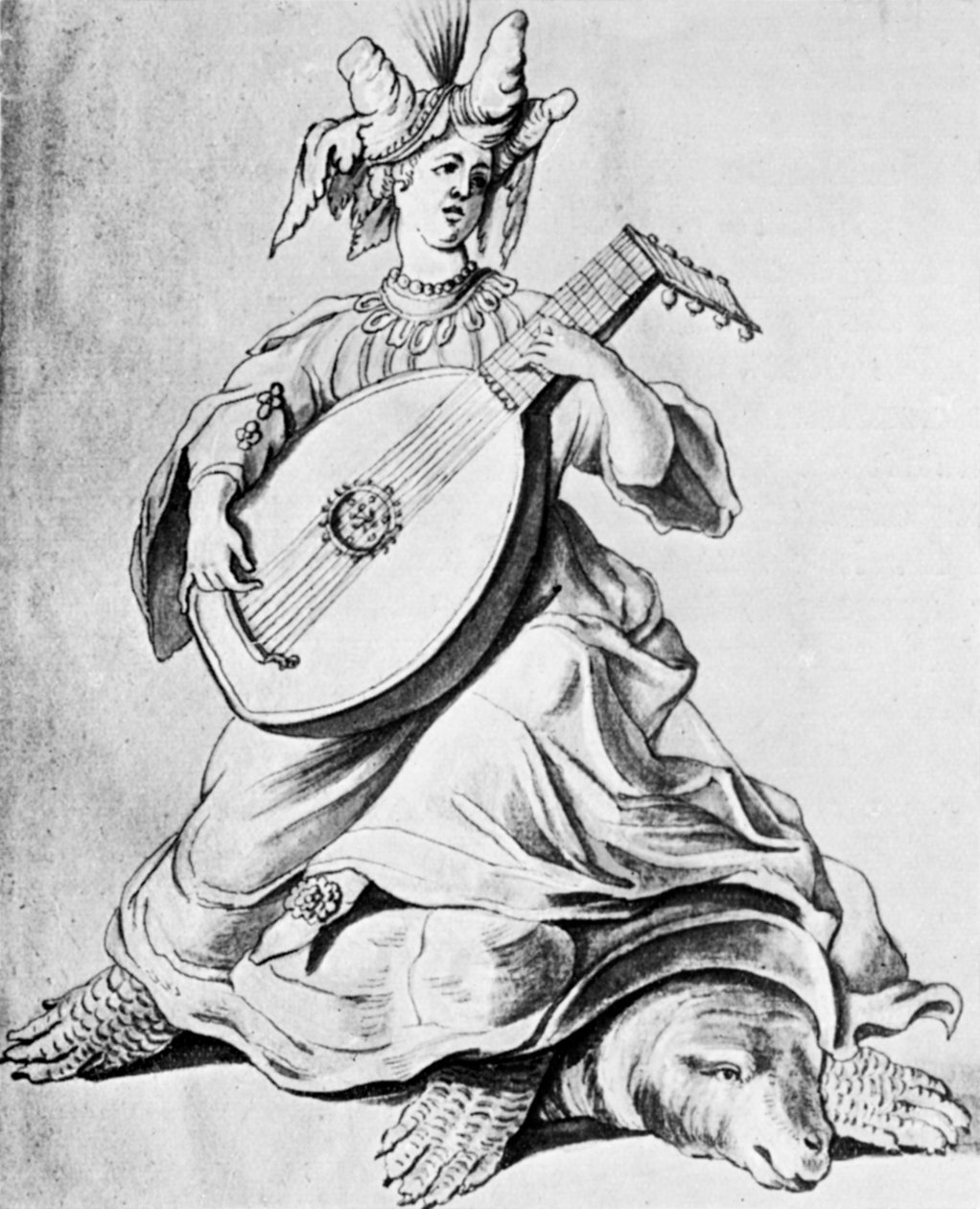 Una donna che suona uno strumento a corda, inizio XVII secolo, 1926 da Unbekannt