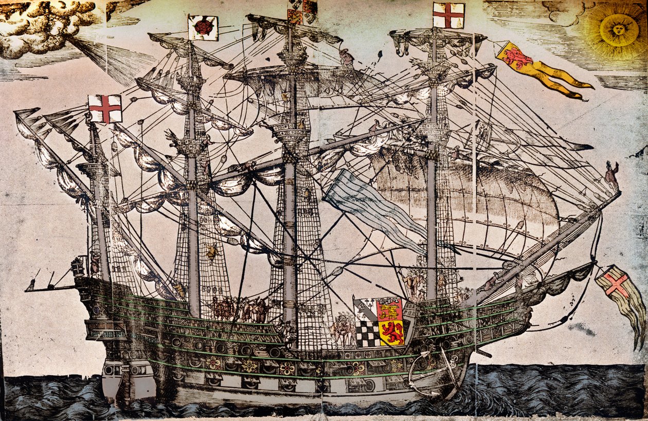 Una xilografia di una nave che si crede sia l