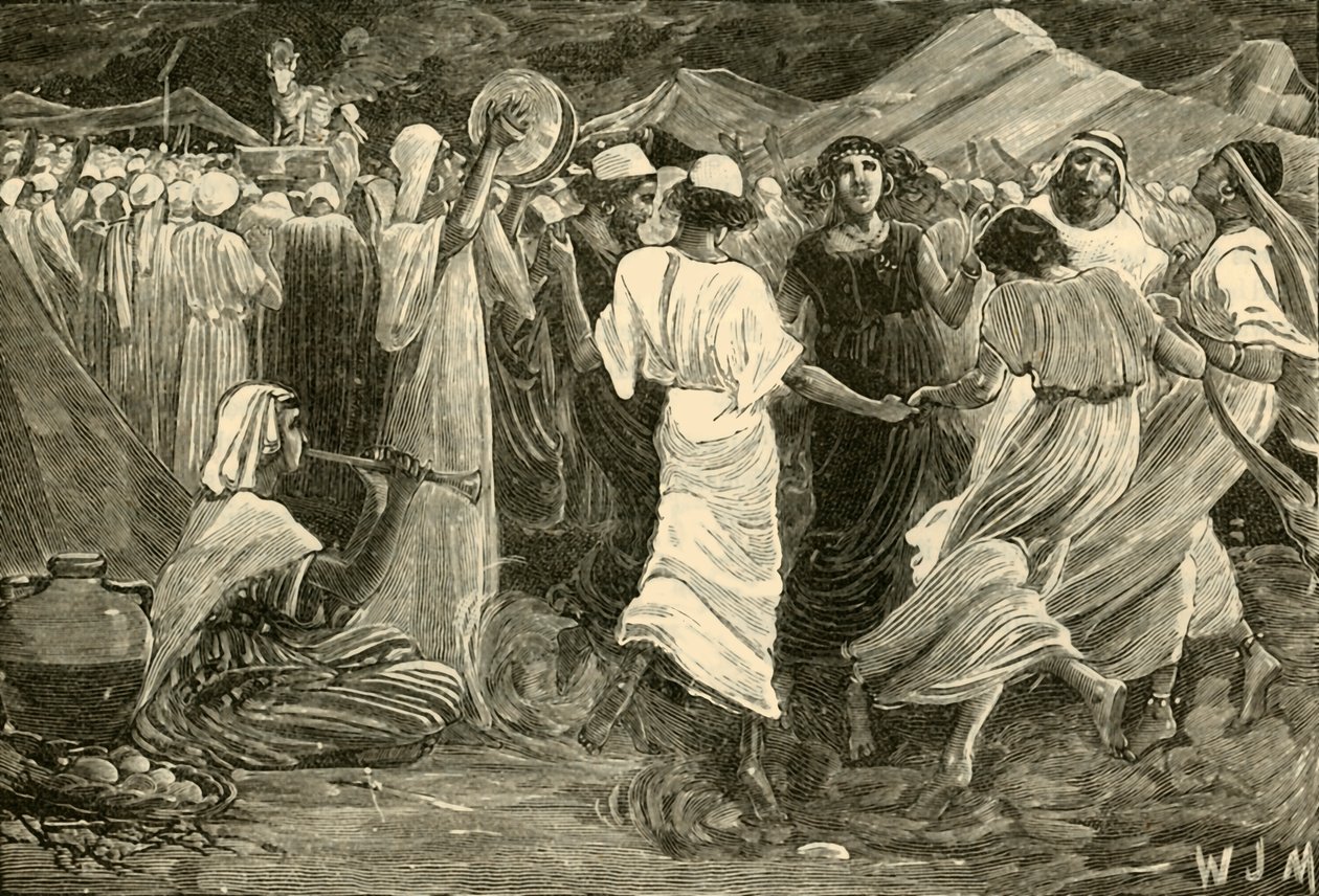 Aronne e gli Israeliti che adorano il vitello, 1890 da Unbekannt