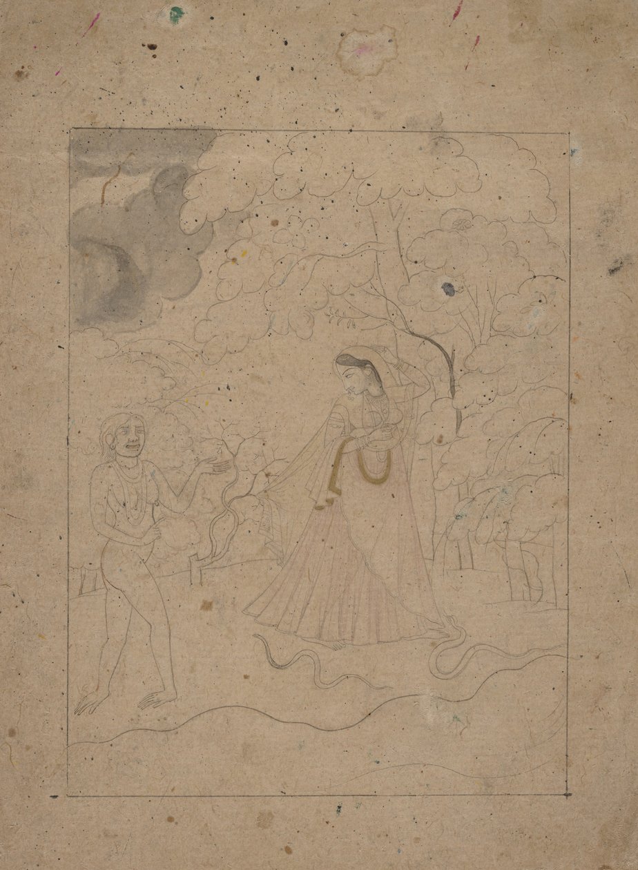 Abhisarika Nayika Eroina che sfida la notte, ca. 1800 da Unbekannt