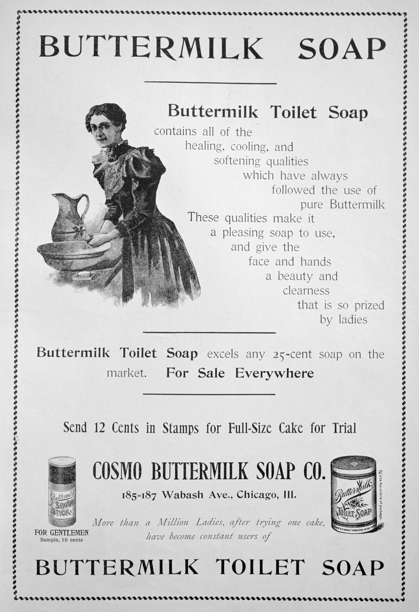 Pubblicità per il sapone da toilette Cosmo Buttermilk, 1894 da Unbekannt