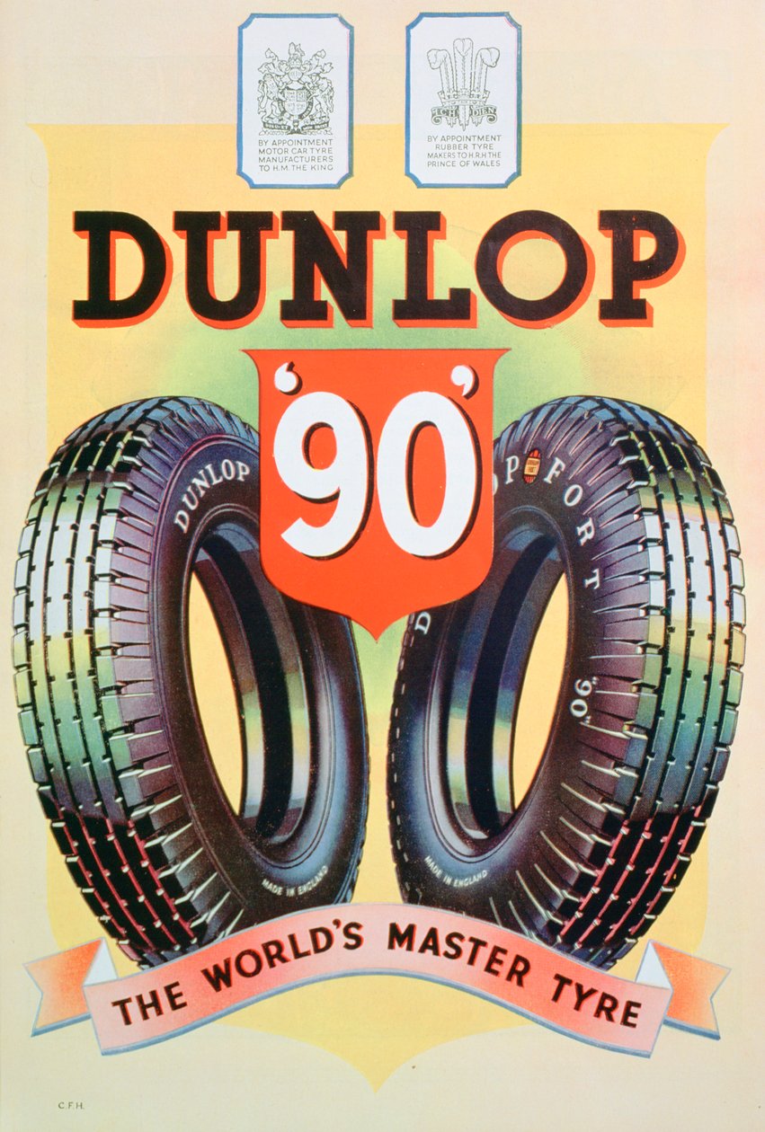 Pubblicità per pneumatici Dunlop 90, 1935 da Unbekannt