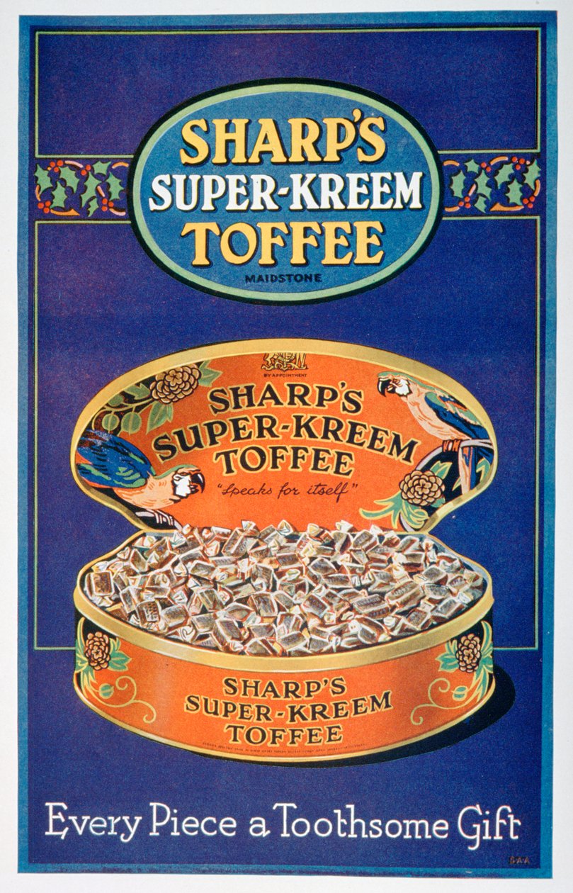 Pubblicità per Sharps Super-Kreem Toffee, 1928 da Unbekannt