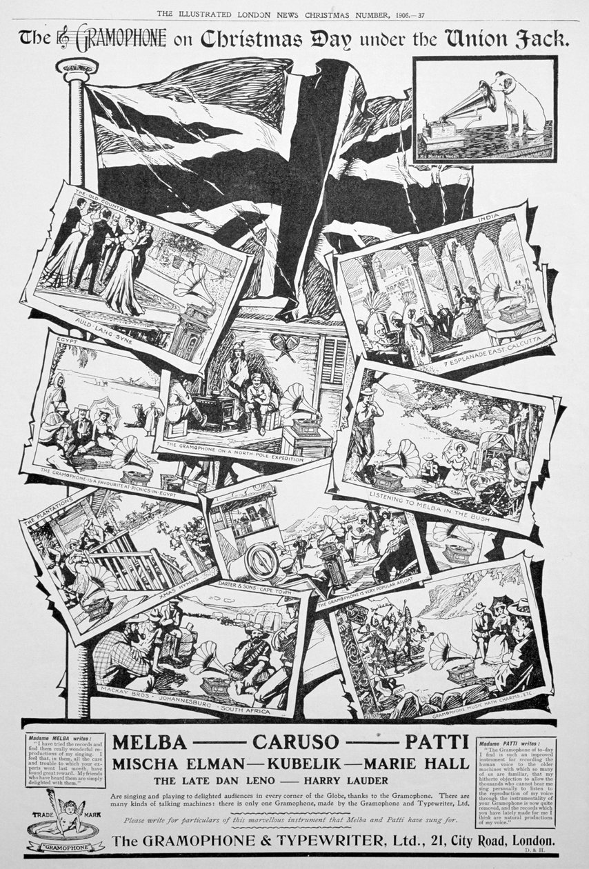 Pubblicità per la Gramophone and Typewriter Co, 1906 da Unbekannt