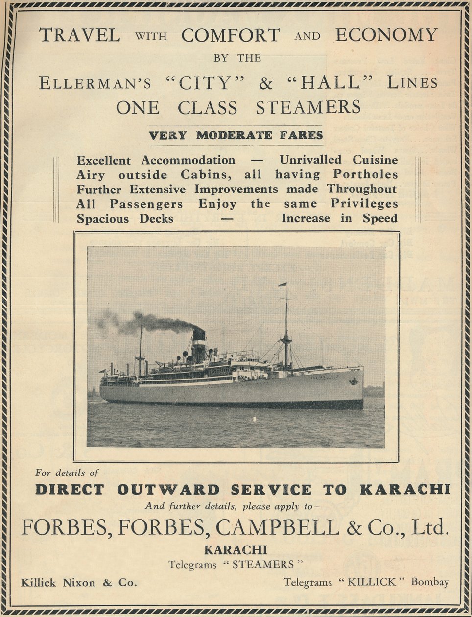 Pubblicità per i piroscafi Ellermans, 1936 da Unbekannt