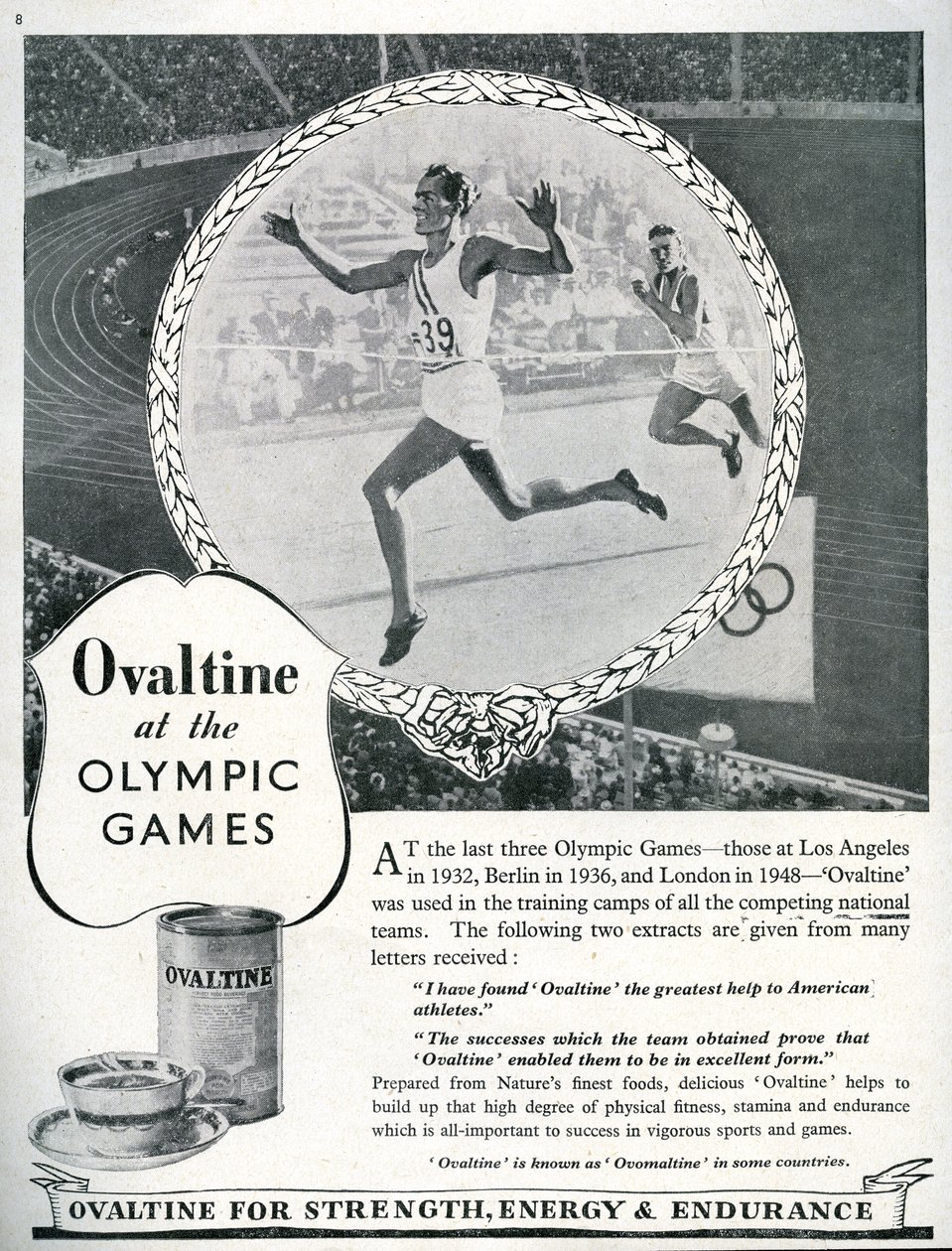 Pubblicità per Ovaltine alle Olimpiadi di Londra del 1948 da Unbekannt