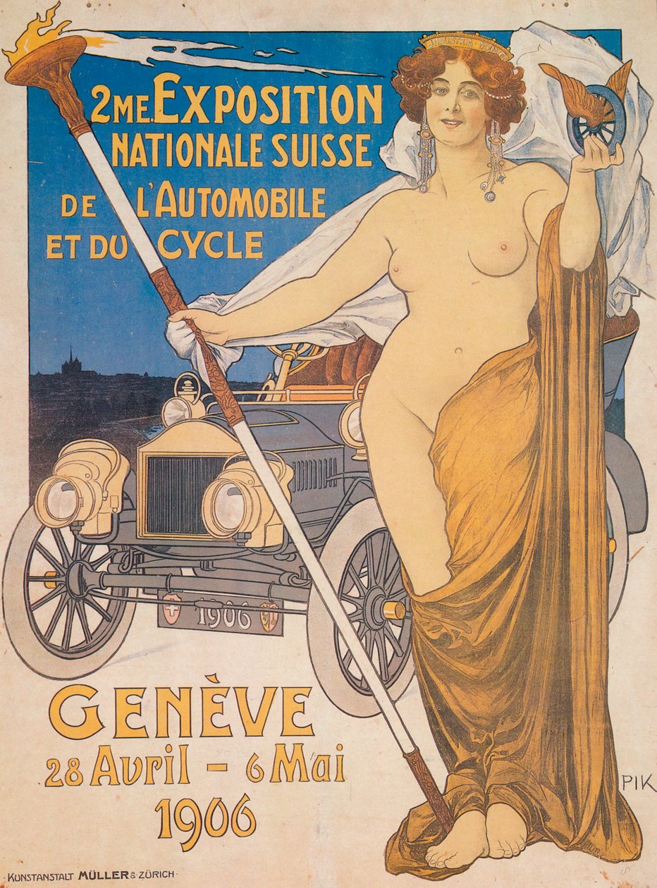 Pubblicità per la Seconda Esposizione Nazionale Svizzera di Automobili e Biciclette, Ginevra, 1906 da Unbekannt