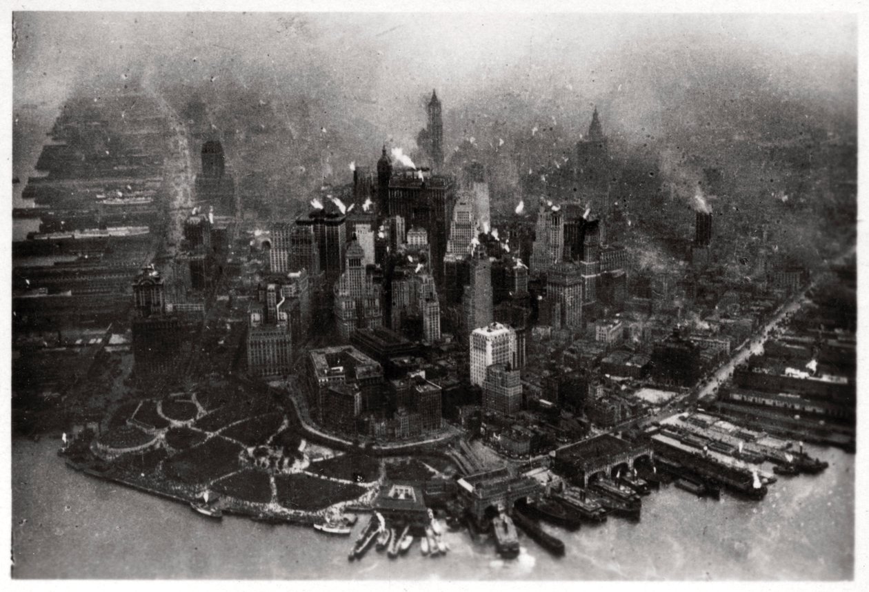 Veduta aerea di Manhattan, New York City, USA, da un dirigibile, 1928-1933 da Unbekannt