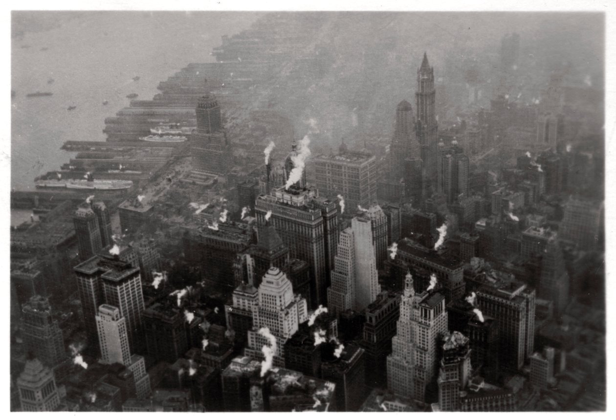 Vista aerea di Manhattan, New York City, USA, da un dirigibile, 1928 1933 da Unbekannt