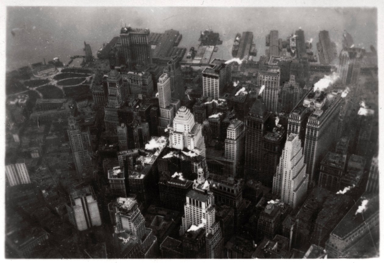 Veduta aerea di Manhattan, New York City, USA, da un dirigibile, 1928-1933 da Unbekannt