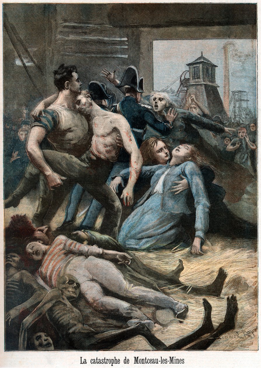 Conseguenze di un incidente minerario, Montceau-les-Mines, Francia, 1895 da Unbekannt