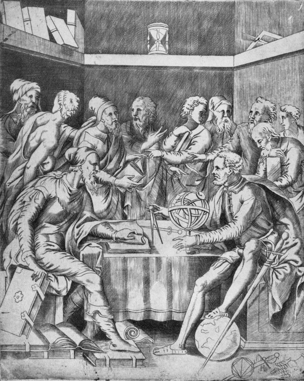 Agrippa che istruisce i suoi allievi in matematica, 1553, 1936 da Unbekannt