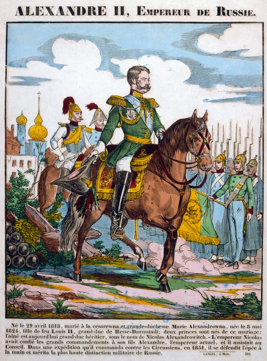 Alessandro II, zar di Russia, che rivede le truppe, c1855 da Unbekannt