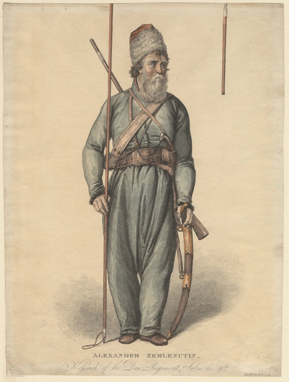 Alexander Zemlyanukhin, cosacco del Reggimento del Don, ca 1813 da Unbekannt