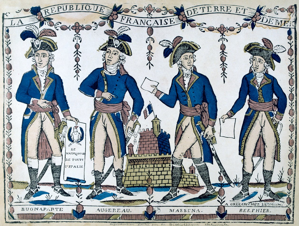 Allegorie di Bonaparte, Augereau, Massina, Berphier, Francia, 1789 da Unbekannt