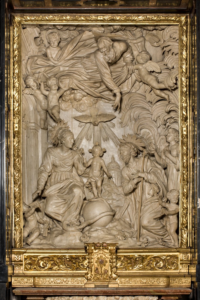 Altare di San Giuseppe o Altare della Sacra Famiglia, Alto Rilievo, Giacomo Bertesi 1668, Cattedrale di Santa Maria Assunta, Cattedrale, Cremona, Lombardia, Italia (foto) da Unbekannt