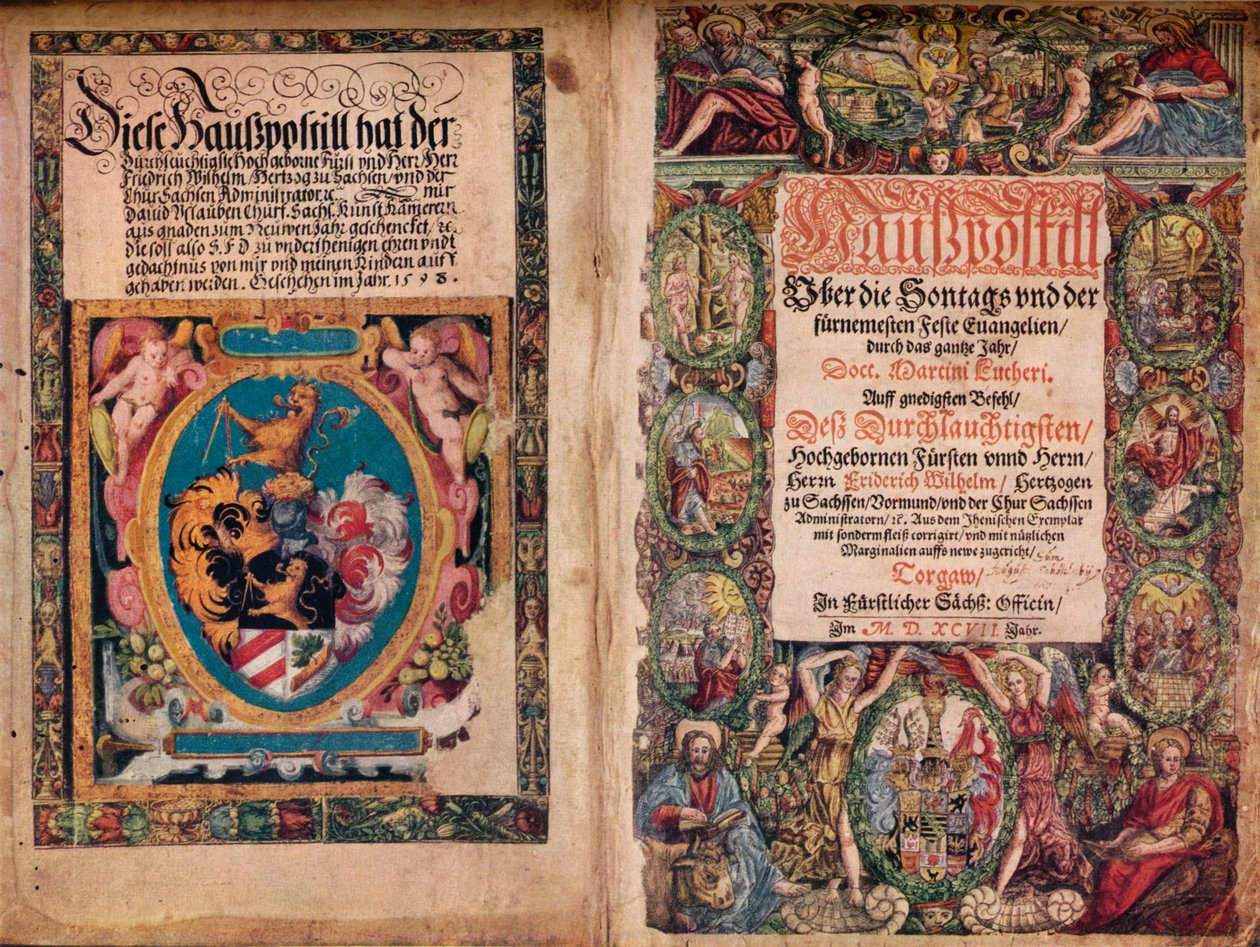 Un primo album di autografi: Una Hauspostill dalle opere di Martin Lutero, c1550 da Unbekannt